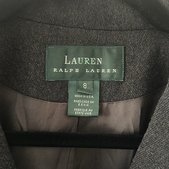 LAUREN Ralph Lauren Womens 100% Wool Equestrian Belted Charcoal Gray Blazer Sz 8 - Picture 5 of 11